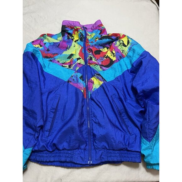 Nike Jackets & Blazers - Vintage 90s NIKE Swoosh Multicolor Full Zip Track Jacket Size Medium